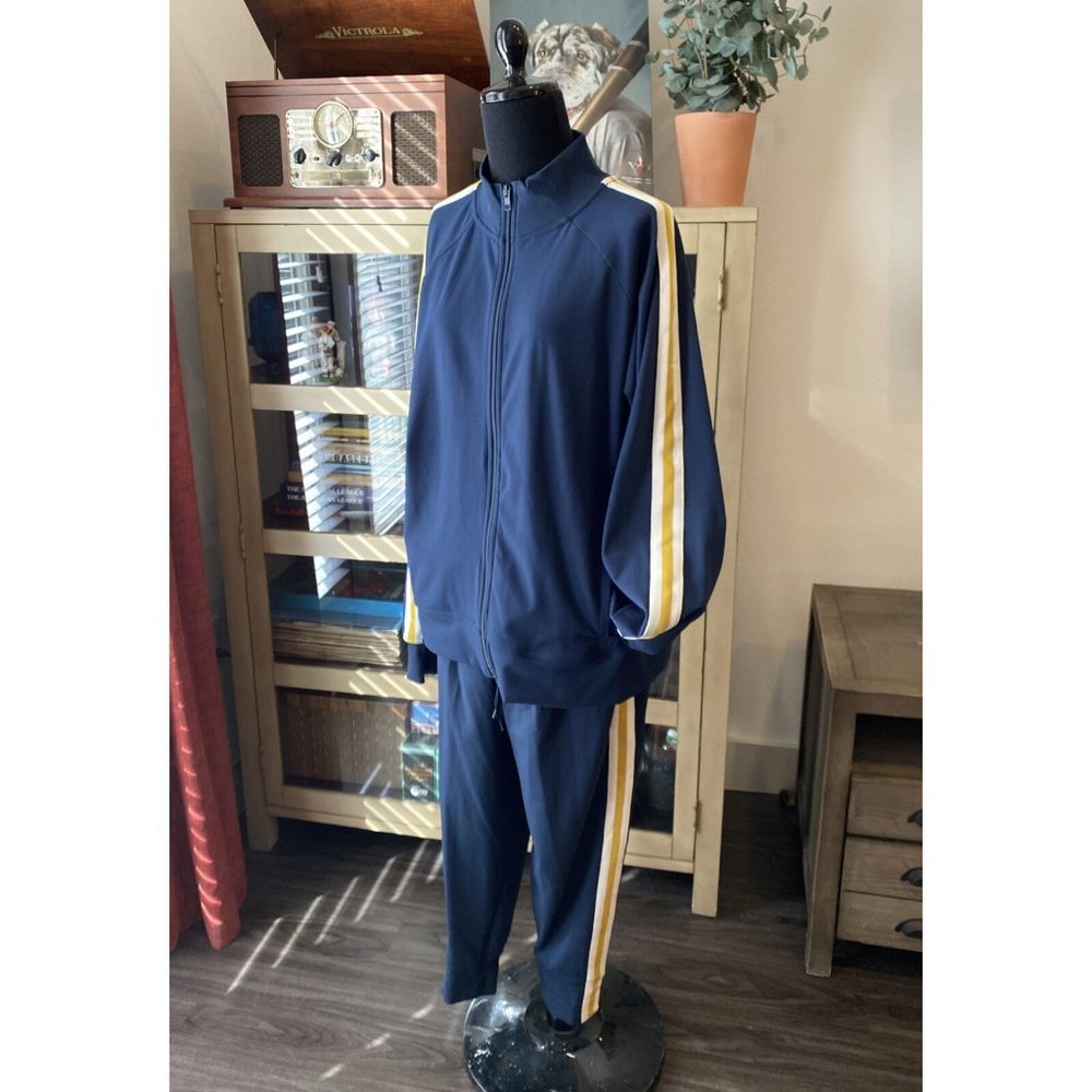 Athletic Works SZ 3XL Blue Yellow Striped Tracksuit vintage
